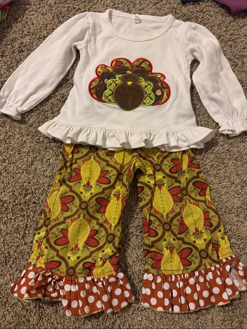 Gymboree White Top with Multicolor Turkey Appliqué